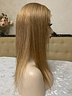 Система заміщення волосся/парик натуральний на сітці з імітацією шкіри, золотистий русявий, фото 4