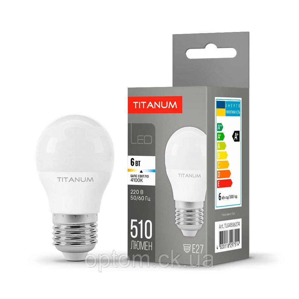 Лампа LED TITANUM G45 6W 4100K E27 220V
