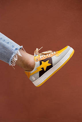 Чоловічі Кросівки Bathing Ape Bape STA Low Gray Yellow / Бейтінг Ейп Бейп СТА Низькі Сірі з Жовтим, фото 1
