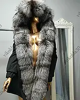 Жіноча парка куртка з натуральним хутром чорнобурки с 44 по 58