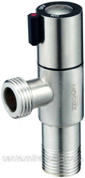 Кран кульовий кутовий ZEGOR DF-7022 1/2"х1/2"  з нержавіючої сталі