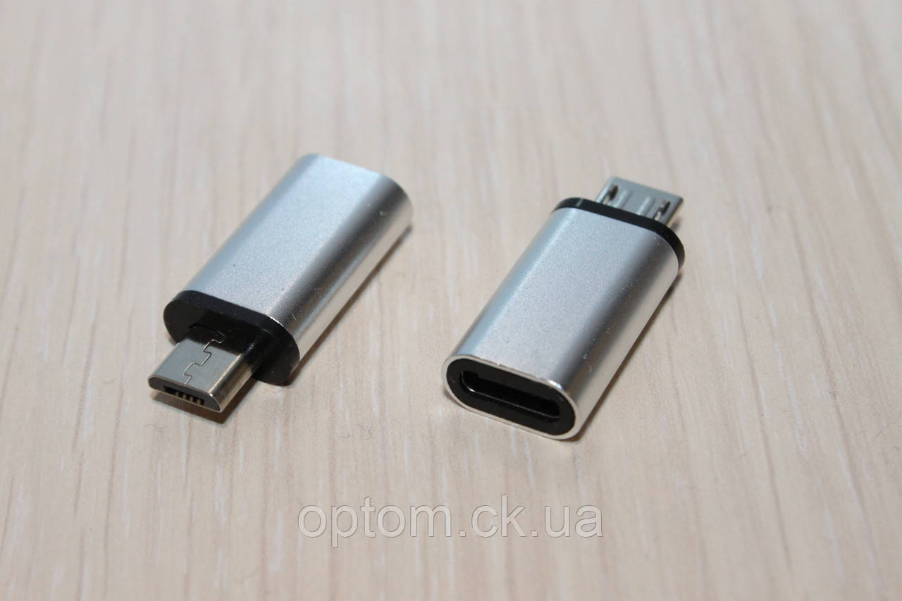 Перехідник microUSB — TypeС (m) залізний Silver
