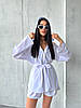 Літній жіночий легкий костюм сорочка вільного крою з капюшоном та шорти софт Dv5485, фото 8