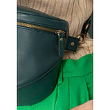 Шкіряна сумка поясна-кросбоді Vacation зелений крат, фото 5