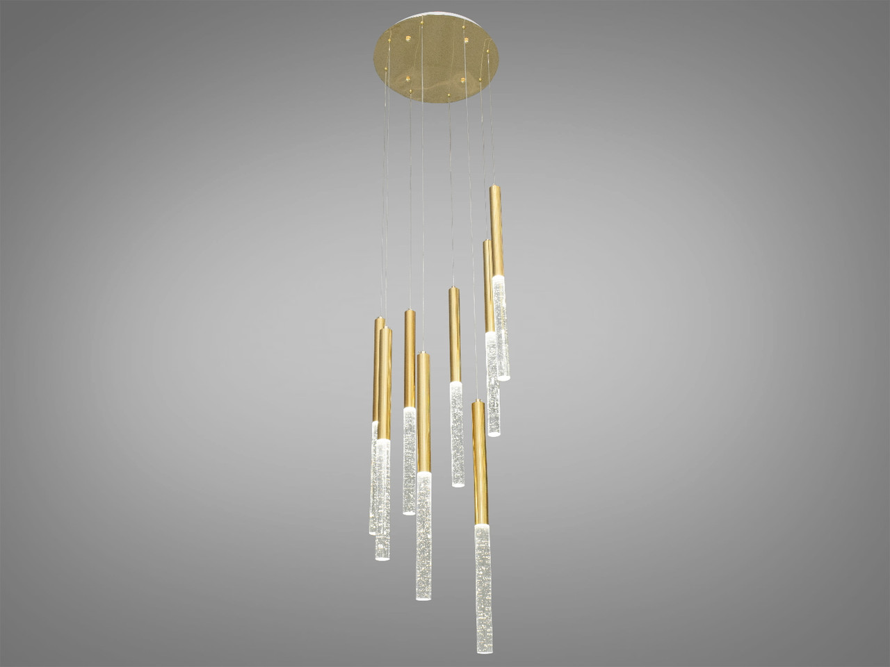 Сучасна LED люстра для залу з LED-підвісами, колір золото, 24 W 3007-8G-LS