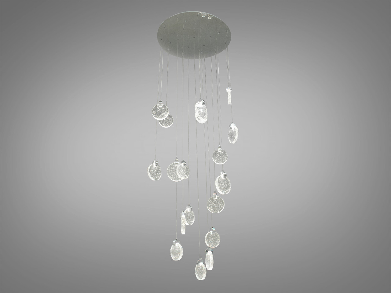 Підвісна сучасна світлодіодна люстра для холу, 32W, колір хром 3008-18HR-LS