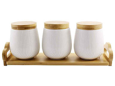 Набiр ємностей для сипучих 3пр.*600 мл на підставці PJ03430-S ТМ INTEROS FG