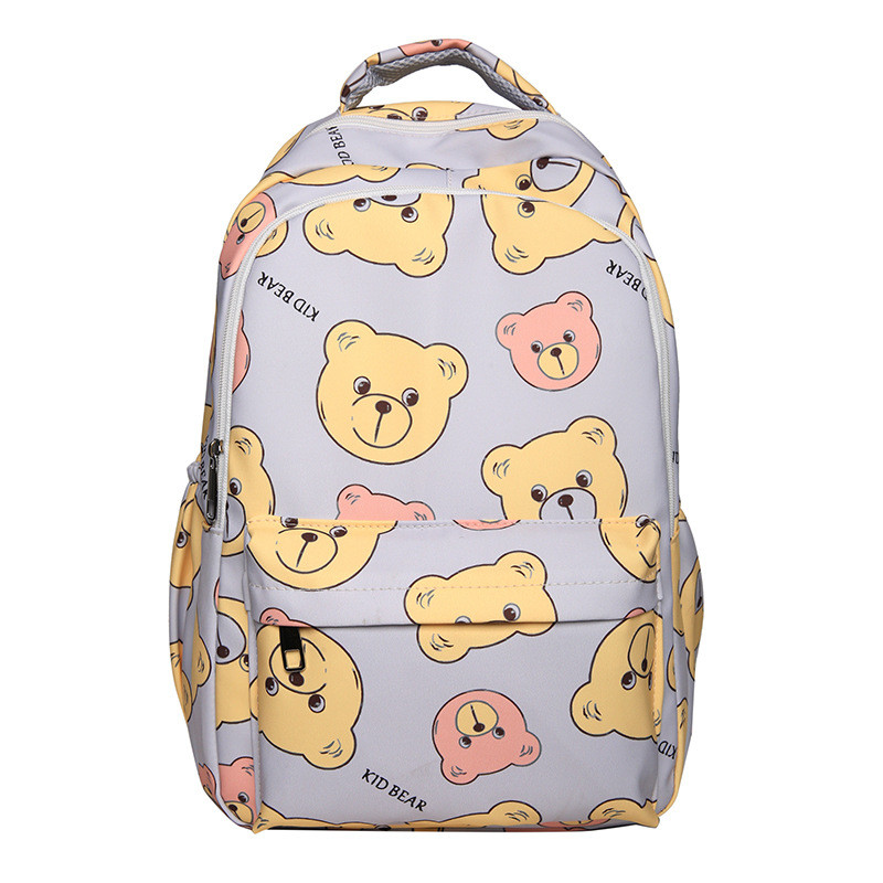 Рюкзак сірий із різнобарвними ведмедиками для міста та школи,FS-1854