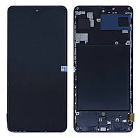 Дисплей Samsung A715 Galaxy A71 (small size) модуль в зборі з тачскріном і рамкою, чорний, OLED