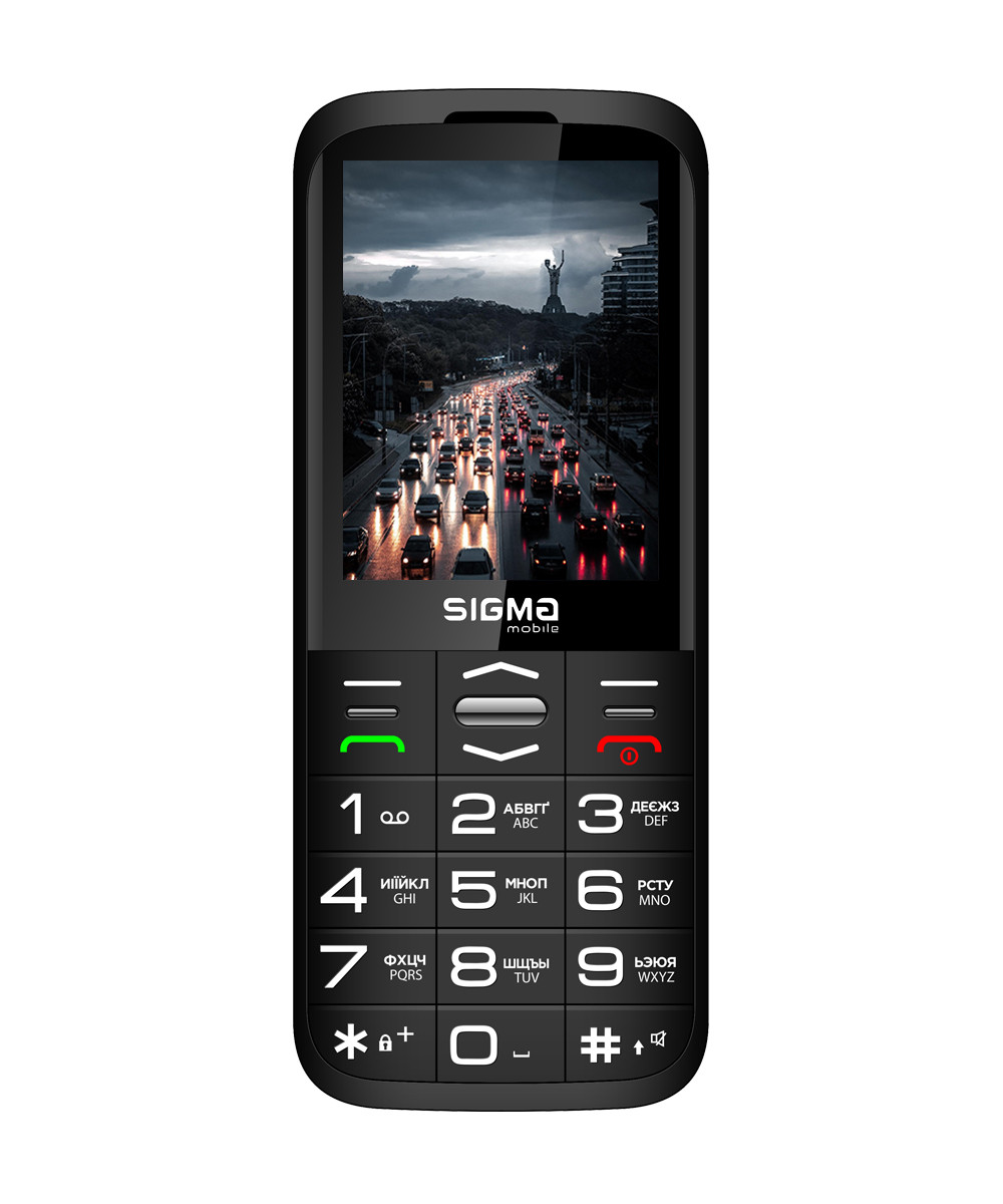 Телефон для пенсіонерів кнопочний із озвучуванням цифр і яскравим ліхтариком Sigma Grace чорний