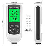 Вимірювач товщини фарби MGECD HW-300PRO Товщиномір тестер цифровий ультразвуковий, фото 5