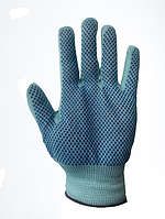 Рукавиці жіночі робочі голубі з ПВХ покриттям. Перчатки рабочие. Рукавичкі.