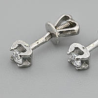 Серебряные серьги П2287расп небольшие наплывы потертости размер 4х4 мм белые фианиты вес 1.10 г