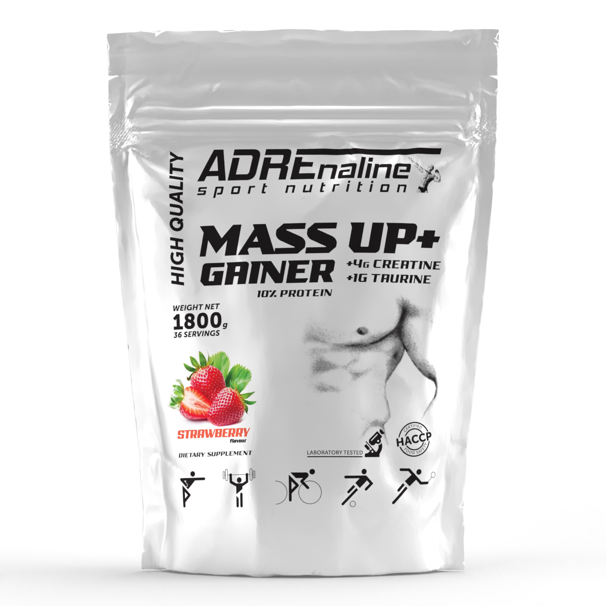 Гейнер Adrenaline Sport Nutrition Mass Up + 1800 грам Полуниця