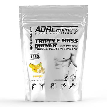 Гейнер Adrenaline Sport Nutrition Triple Mass Gainer 1250 грам Банан