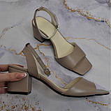 Шкіряні босоніжки на високих підборах із квадратним носком, фото 4