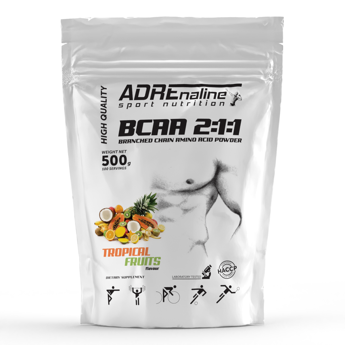 Амінокислоти Adrenaline Sport Nutrition BCAA 2:1:1 500 грам Тропічні фрукти