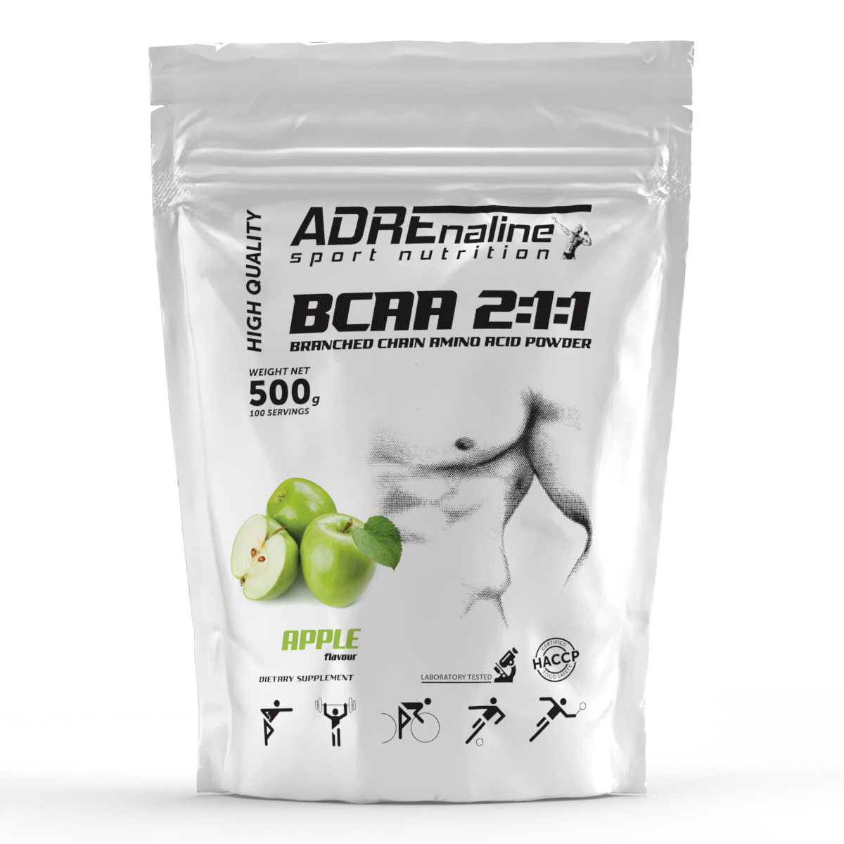 Амінокислоти Adrenaline Sport Nutrition BCAA 2:1:1 500 грам Зелене яблуко