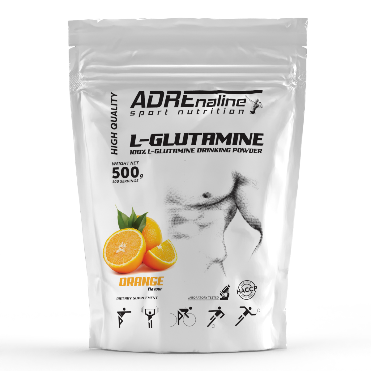 Глютамін Adrenaline Sport Nutrition L-Глутамін 500 грам Апельсин