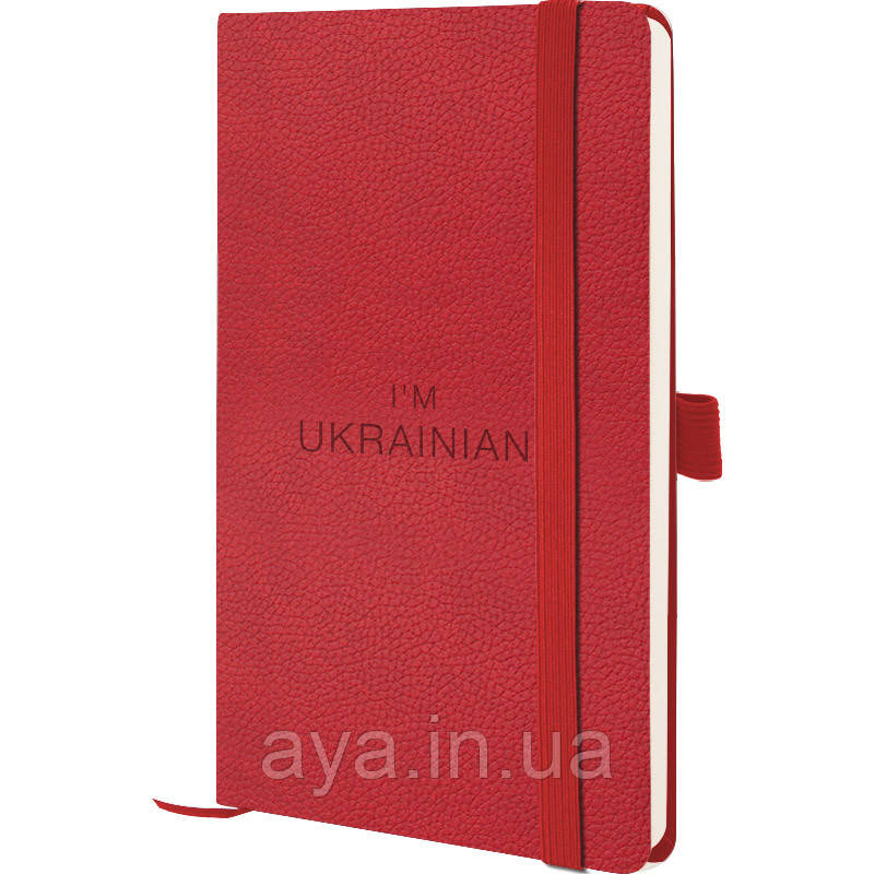 Блокнот Axent Partner Soft Skin I'm Ukrainian (середній, у клітинку, червоний) 8616-06-2-А