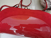 Красная замшевая сумка-клатч Gilda Tonelli 0889 с лаковой вставкой
