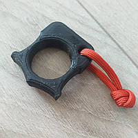 Кастет-кольцо на один палец 10 мм твердопласт 4*3.5 см Кастет-брелок на один палец Черный с красным (KG-8445)
