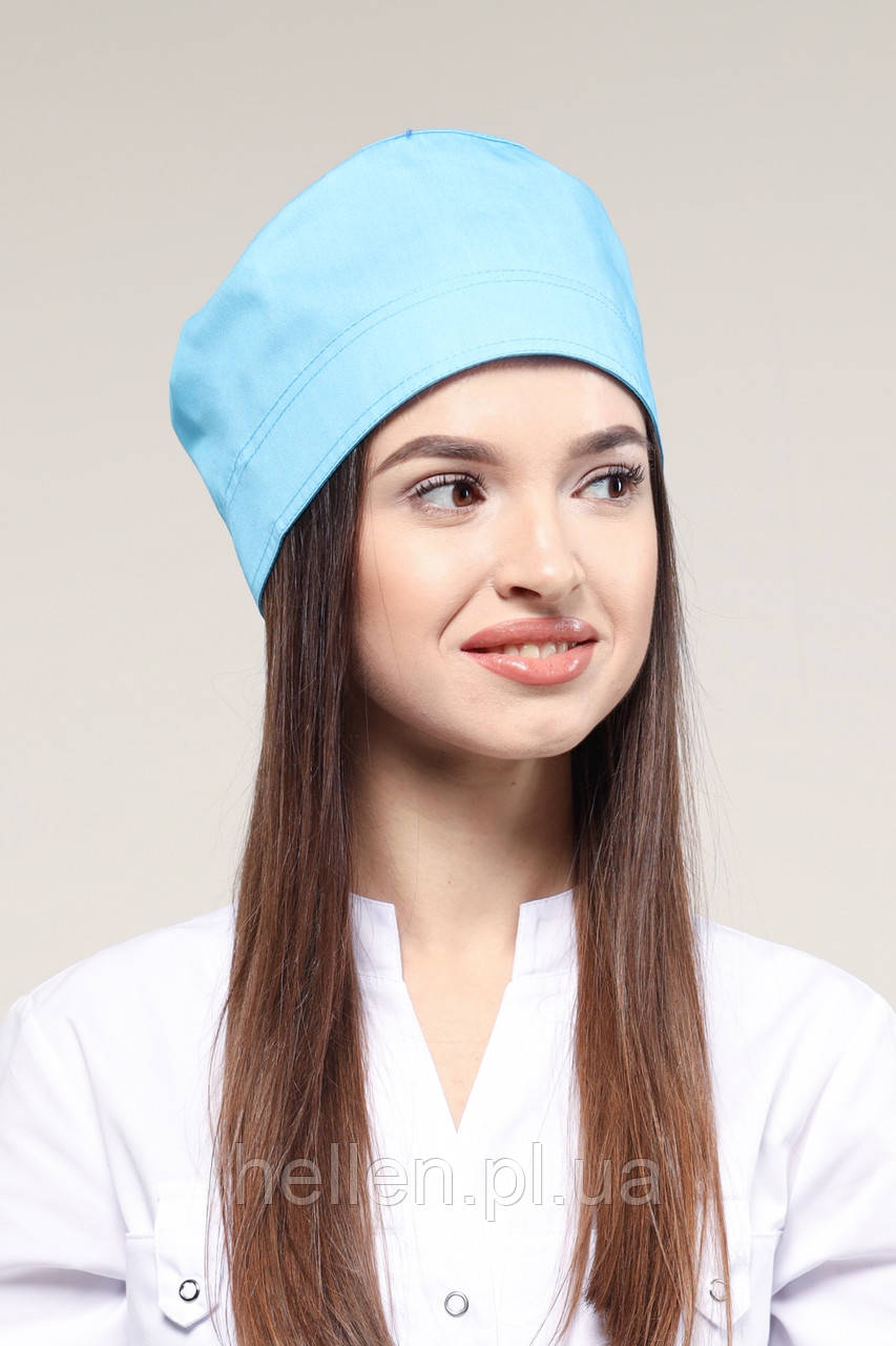 Медична шапочка однотонна блакитна