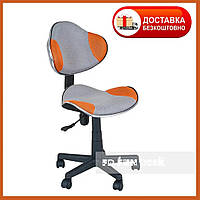 Детское кресло - стул для девочки FunDesk LST3 Orange-Grey, ортопедическое компьютерное кресло растущее .
