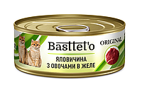 Консерва для взрослых котов Basttet`o Original с говядиной и овощами в желе 85 г 4820185492560