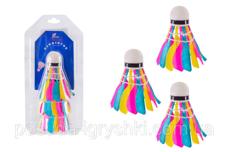 Воланчики E40394, пір'яні кольорові, 3 шт під слюдою, фото 1