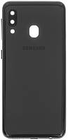 Задняя крышка Samsung A202 Galaxy A20e черная оригинал + стекло камеры