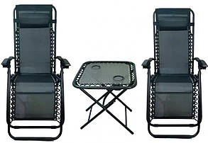 Шезлонг лежак Bonro 160см зелений + столик + підсклянник