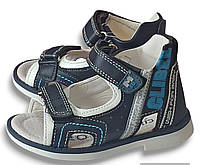 Ортопедичні босоніжки сандалі літнє взуття для хлопчика Clibee 232 сині з блакитним р.20,21,22