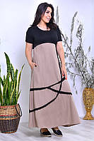 Женское летнее платье сарафан 48-50 52-54 56-58 60-62 черный с серым бежевым