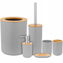 Набір аксесуарів для ванної кімнати, 6 предметів, сірий колір
