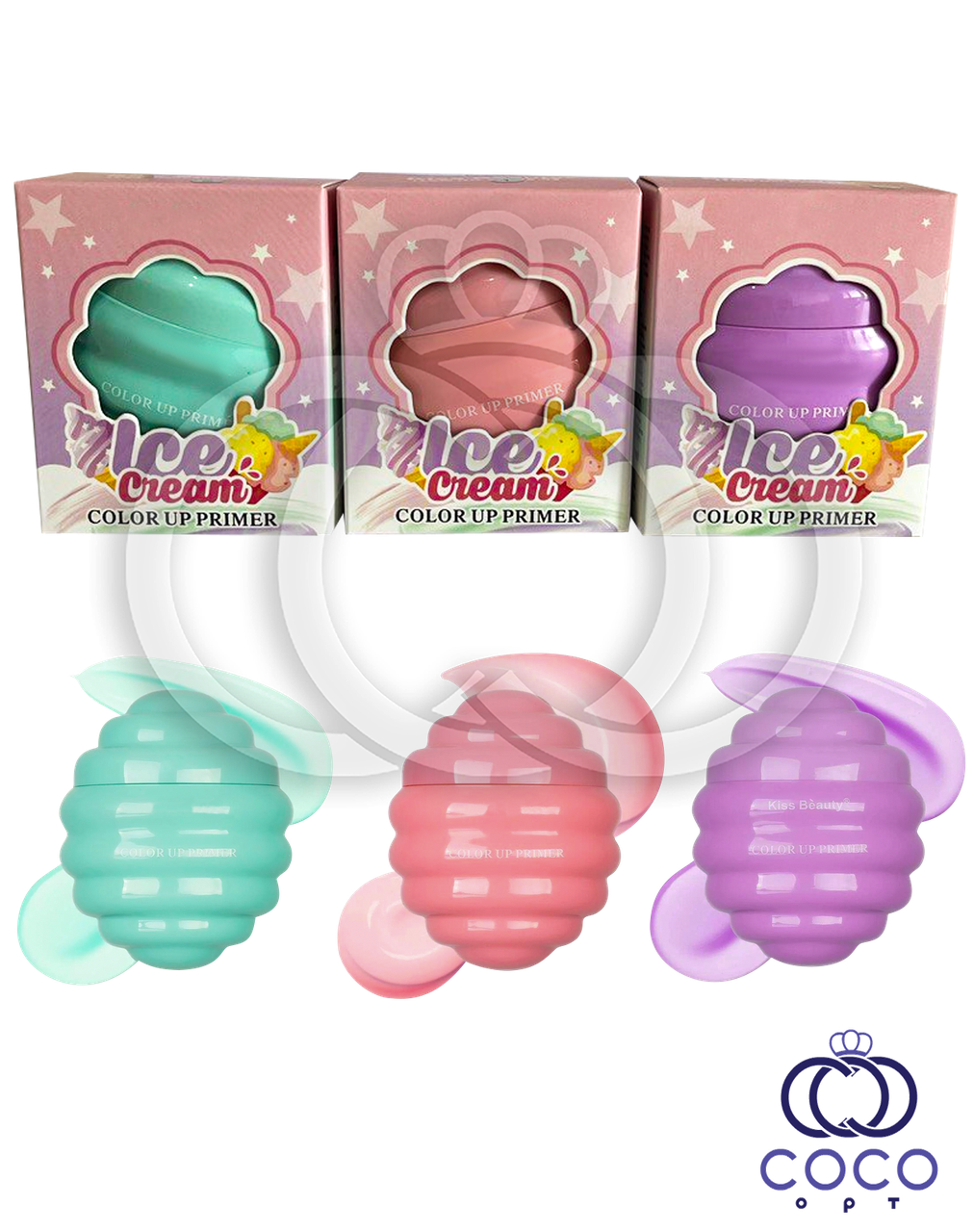 Основа під макіяж вирівнювальна коригувальна Ice Cream Color Up Primer 3*40 ml, фото 1