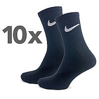 Упаковка Чоловічі високі шкарпетки Nike Black Classic 10 пар 41-45 Чорні високі носочки літні найк демісезонні