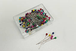 Булавки кравецькі з різнокольоровою головкою (кулькою) 100 шт БУ-16