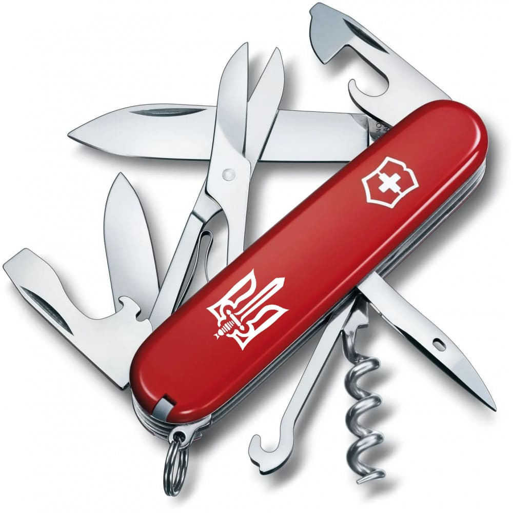 Мультитул Victorinox Climber Ukraine 91 мм 14 функцій Тризуб ОУН (1.3703_T0300u) оригінал