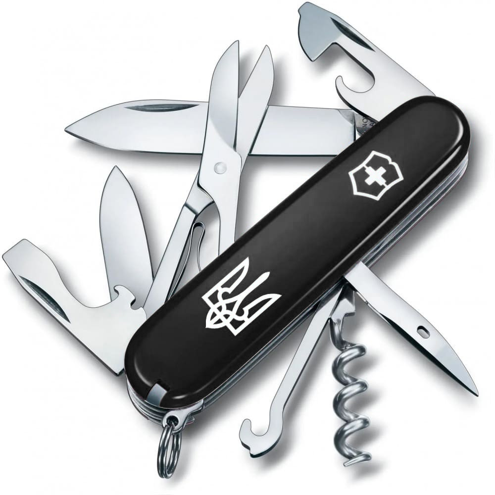 Складаний ніж швейцарський Victorinox Climber Ukraine 91 мм Тризуб білий (1.3703.3_T0010u) оригінальний