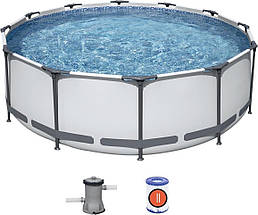 Каркасний басейн Bestway 56260 Steel Pro MAX 366х100 см круглий для всієї родини з картриджним фільтром, фото 3