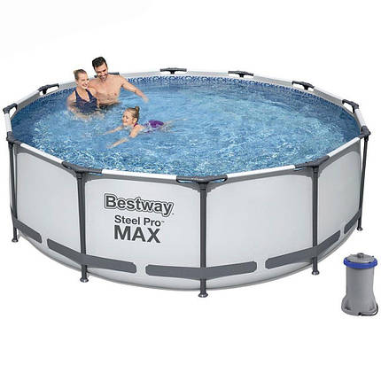 Каркасний басейн Bestway 56260 Steel Pro MAX 366х100 см круглий для всієї родини з картриджним фільтром, фото 1