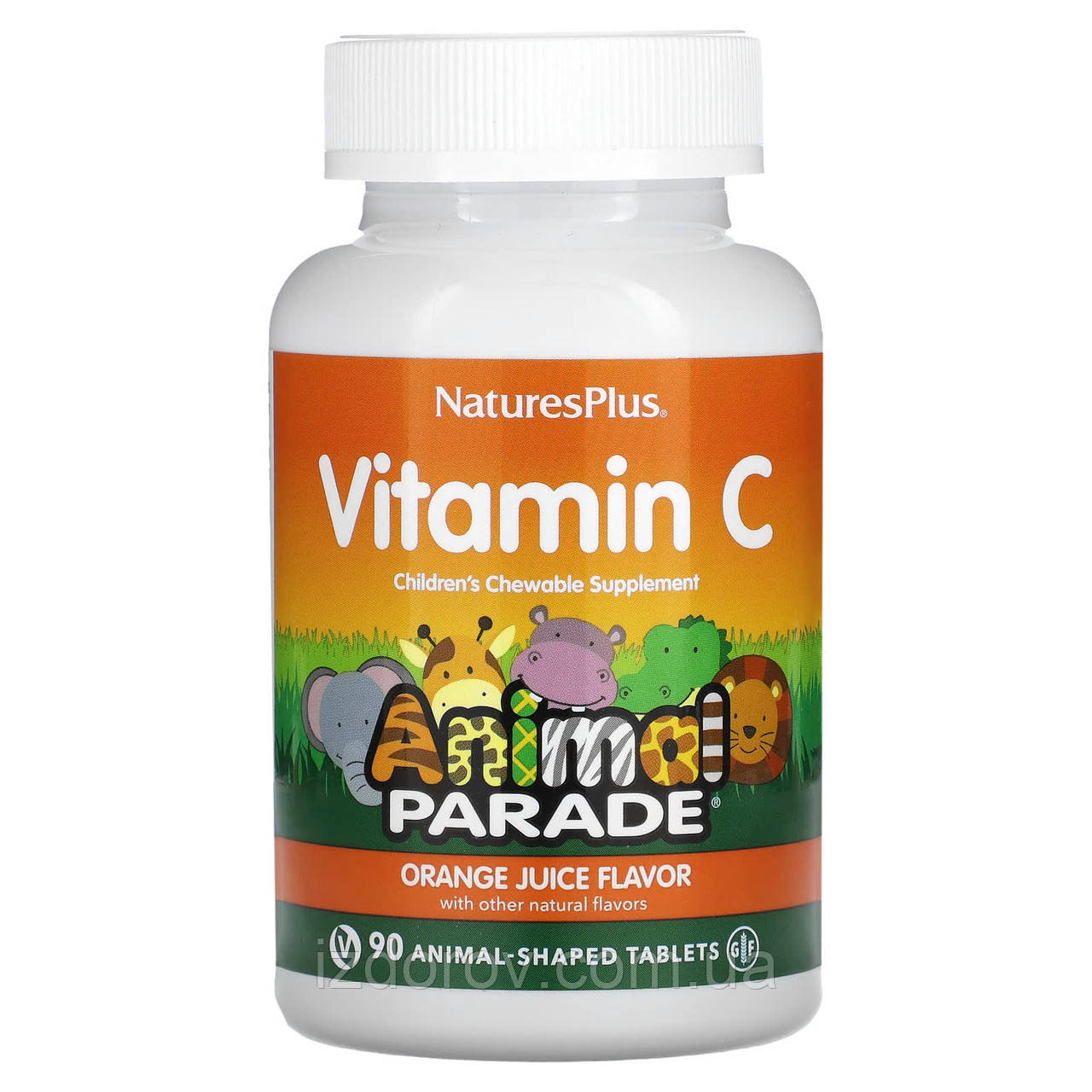 Вітамін C Nature's Plus Animal Parade Vitamin C 90 таблеток у формі тварин зі смаком апельсину