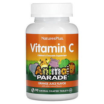 Вітамін C Nature's Plus Animal Parade Vitamin C 90 таблеток у формі тварин зі смаком апельсину