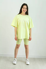 Комплект для дівчинки на літо LOS ANGELES велосипедки та футболка колір лимон