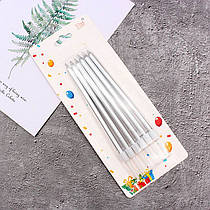 Свічки для торта "Срібло перламутр" 6 шт