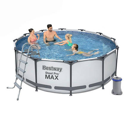 Каркасний басейн Bestway 56420 Steel Pro MAX 366х122 см круглий для всієї родини з картриджним фільтром, фото 1