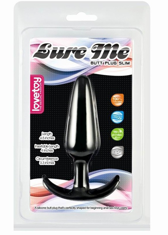 Анальний корок — Lure Me Butt Plug Slim Black S, фото 1