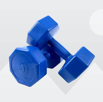 Гантелі композитні для фітнесу 2х3 кг NEO-SPORT, гантель суцільна нерозбірна (синя) Shopik
