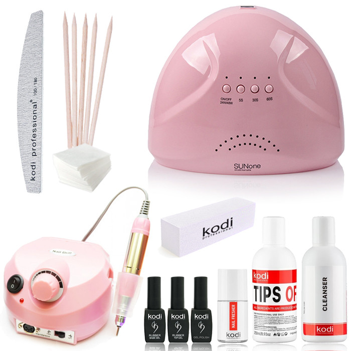 Стартовий набір Kodi "Standart SunOne Pastel Pink" з фрезером для манікюру Nail Drill ZS-601 PRO